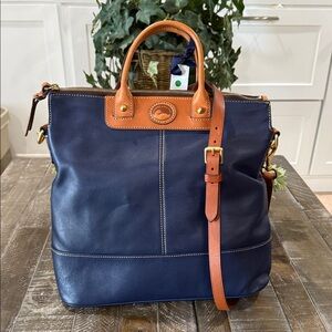 RARE - NWT Dooney & Bourke Royal Blue FLORENTINE Leather Zip-Top Shopper